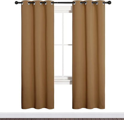 NICETOWN Sleek Blackout Curtains 72 inches Length for Windows, Noise Reducing and Block Draft Panels for Door Doorway Laundry Office Luxury Decor Theme (2 Panels, Gold Brown, W34 x L72 -Inch)