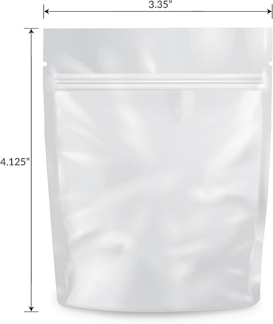 Mylar Bags Smell Proof 1 Gram All White - 1000 Count 4.125" X 3.35" 6mill Thickness - Packaging Bags - Mylar Bags For Food Storage - Resealable Bags - Smell Proof Bags