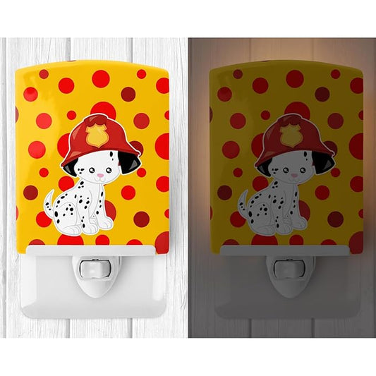Caroline's Treasures BB6999CNL Fireman Dalmatian Puppy Ceramic Night Light Compact, UL-Certified, Ideal for Bedroom, Bathroom, Nursery, Hallway, Kitchen, 6x4x3, Multicolor