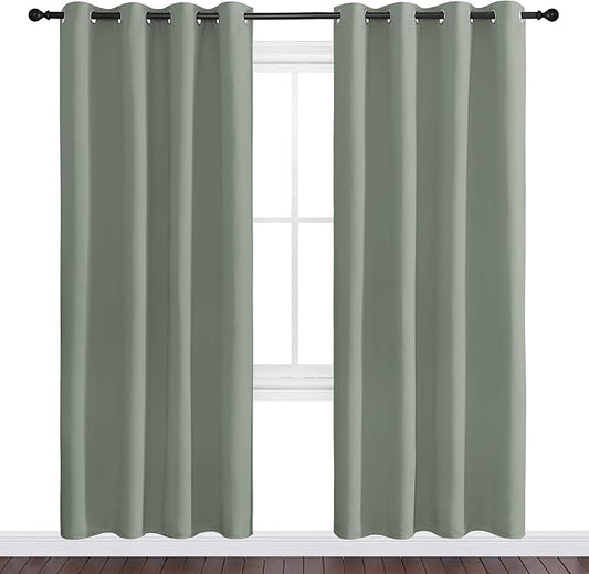 NICETOWN Greyish Green Blackout Curtains 78" Long for Office, Dining Room, Guest Room, Sound Reducing Heat and Cold Block Curtain Panels for Modern Room Decorative (55" Wide, 2 Pieces)