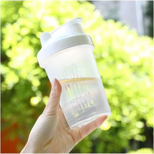 Shaker Bottle for Protein Powder w. Classic Loop Top & BPA free,Secure Screw-On Lid, Stay Open Flip Cap,BPA Free-16oz (White/Clear-16Oz-400ML) (SKER-BTL)