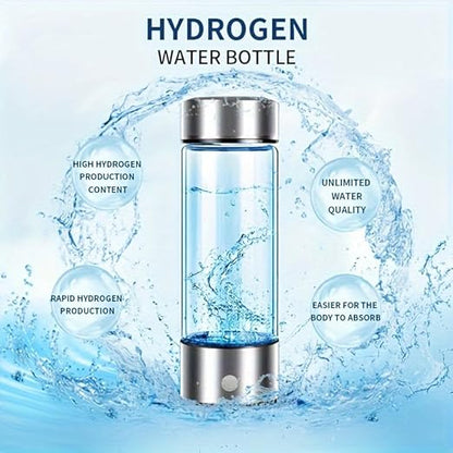 Hydrogen Water Bottle, Hydrogen Water Bottle Generator,3Min Quick Electrolysis,Can Produce A High Concentration of 1600 PPB Hydrogen, Suitable for Family Travel Back to School Supplies (Silver)