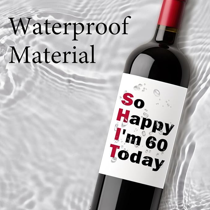 8 Pcs 60th Birthday Gifts for Women Men Wine Labels, 60 Year Old Birthday Gifts for Women Men Wine Bottle Labels, Happy 60th Birthday Party Decorations Gifts for Women Men Wine Bottle Stickers