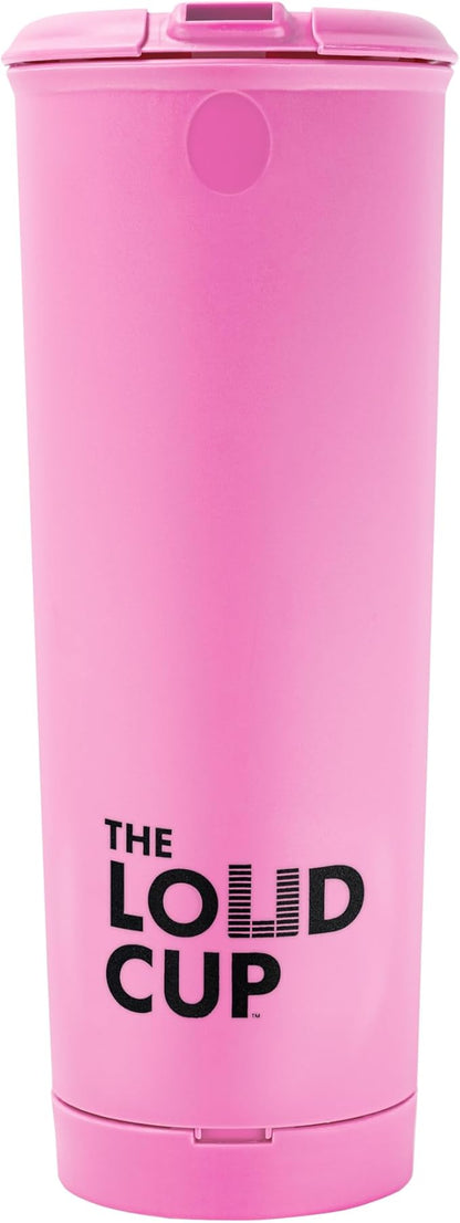 The LoudCup 20 oz Tumbler + Integrated Stadium Horn (Flamingo Pink) - Reusable Water Bottle for Sports Fans - Worlds Loudest Cup for Noisy Fans on Game Day & Tailgating