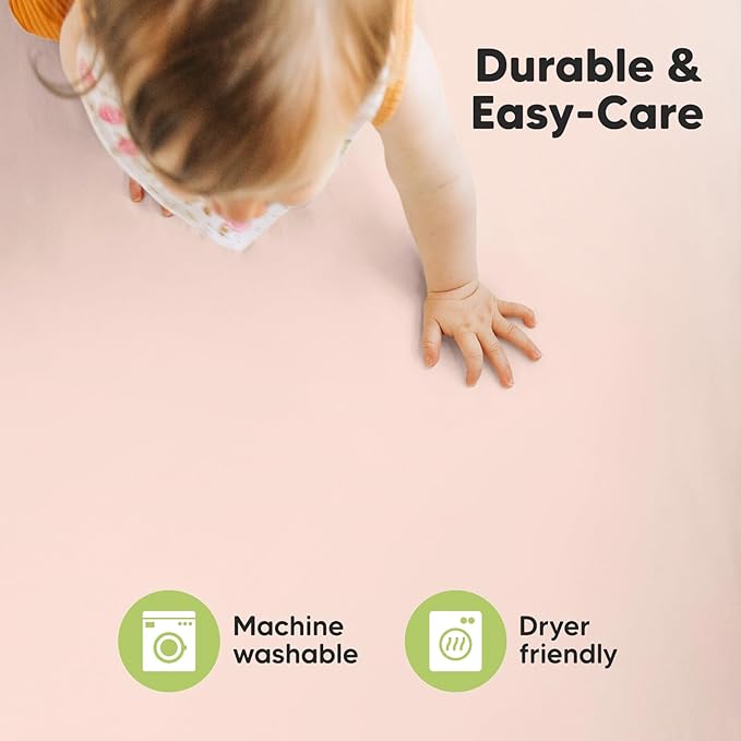 Pack and Play Sheets Fitted, 2-Pack Mini Crib Sheets - Pack N Play Sheets, Organic Fitted Crib Sheet for Pack and Play Mattress, Playard Baby Crib Sheets, Crib Sheets Neutral for Boys, Girls (Cameo)
