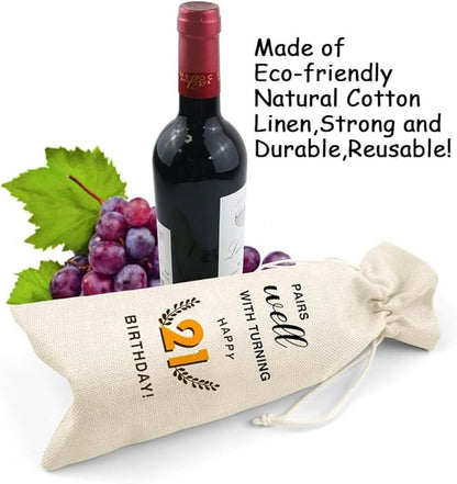 LANBAIHE 21st Birthday Gifts for Her,21st Birthday Gift for Women Men, 21 Years Old Birthday Gifts Wine Bag, 21st Birthday Decorations Party Supplies- 2003 Birthday (21 BIRTHDAY)