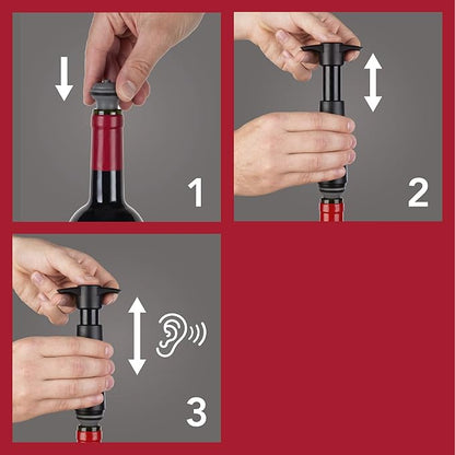 Vacu Vin Wine Saver Vacuum Stoppers - Set of 3 - Multicolor - for Wine Bottles - Keep Wine Fresh for Up to a Week with Airtight Seal - Compatible with Vacu Vin Wine Saver Pump