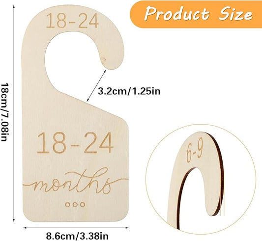 Yolev 8 Pcs Baby Closet Dividers for Clothes Organizer,Wooden Baby Closet Dividers,Double-Sided Organizer for Newborn to 24 Months Size Clothes Hanger Closet Dividers Nursery Organization for Clothes