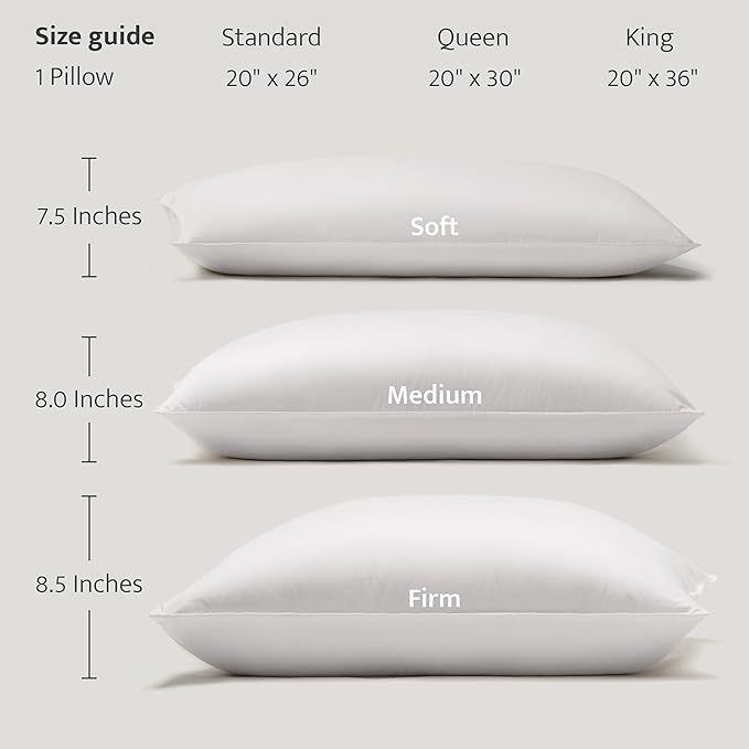 Double Stitch Luxury US White Down Pillow - Made in Canada, 400 Thread Count 100% Cotton Shell, Soft 700 Fill Power Down Bed Pillow, Soft Sleeping Pillow 3-Chamber, King(20" x 36")