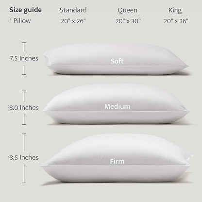 Double Stitch Luxury US White Down Pillow - Made in Canada, 400 Thread Count 100% Cotton Shell, Soft 700 Fill Power Down Bed Pillow, Soft Sleeping Pillow 3-Chamber, King(20" x 36")