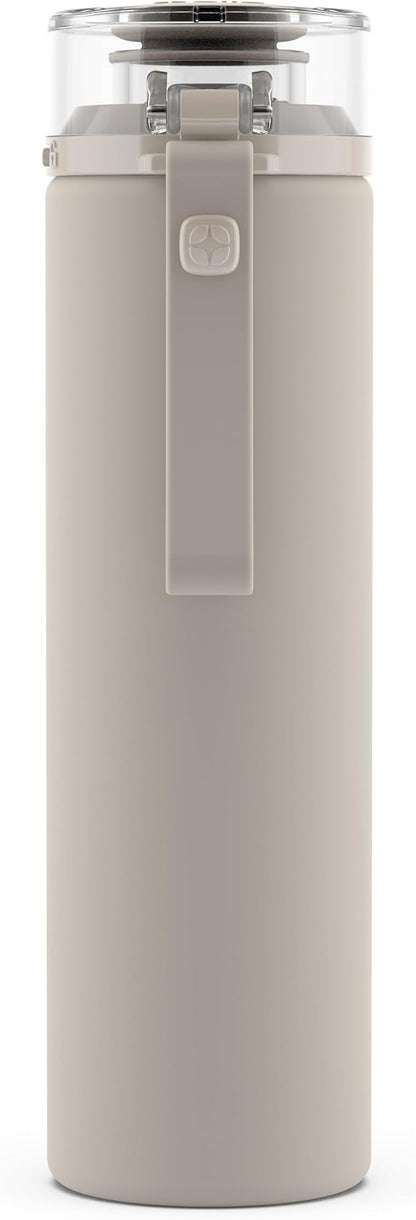 Ello Syndicate Glass Water Bottle with One-Touch Flip Lid and Protective Silicone Sleeve and Carry Loop, BPA Free, Dishwasher Safe,20oz