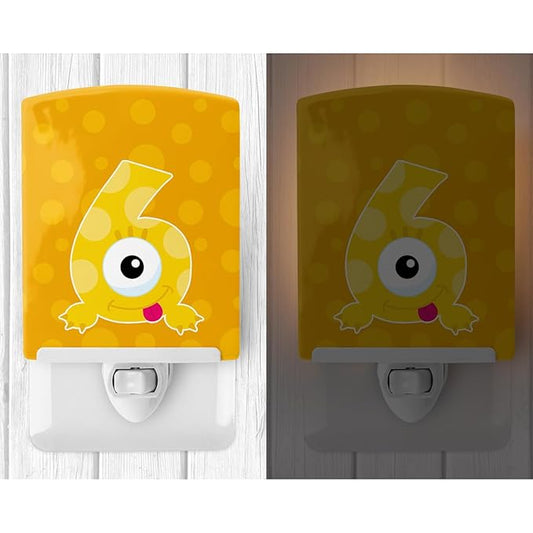Caroline's Treasures BB8856CNL Monster Month 6 Ceramic Night Light Compact, UL-Certified, Ideal for Bedroom, Bathroom, Nursery, Hallway, Kitchen, 6x4x3, Multicolor