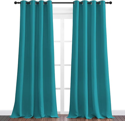 NICETOWN Room Darkening Curtains 90 inch Length 2 Panels, Thermal Insulated Grommet Blackout Curtains for Modern Casual Elegant Bedroom Kids Room Theme Decoration (Peacock Teal, 2 Pieces, W55)