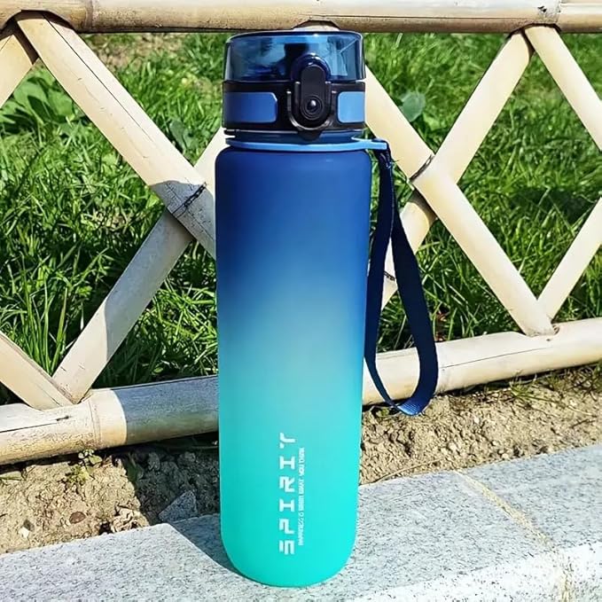 Generic Water bottles, 22Oz motivational sports water bottle with time marker - Drinking times - Tritan, BPA-free, leak-proof wide mouth, fast flow technology, (assorted colors, black or blue)