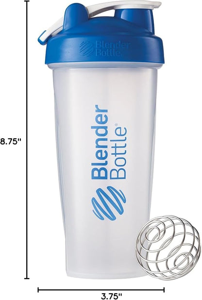 BlenderBottle Classic Loop Top Shaker Bottle, 28oz, Clear/Blue
