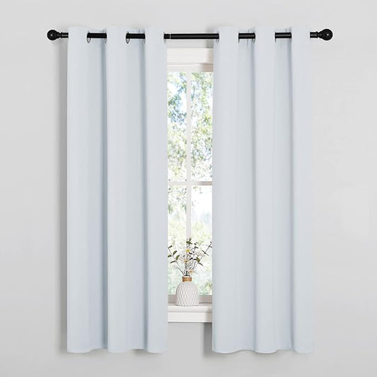 NICETOWN Room Darkening Draperies Curtains Panels, Window Treatment Thermal Insulated Grommet Room Darkening Curtains/Drapes for Bedroom (Greyish White, 2 Panels, 34 by 63)