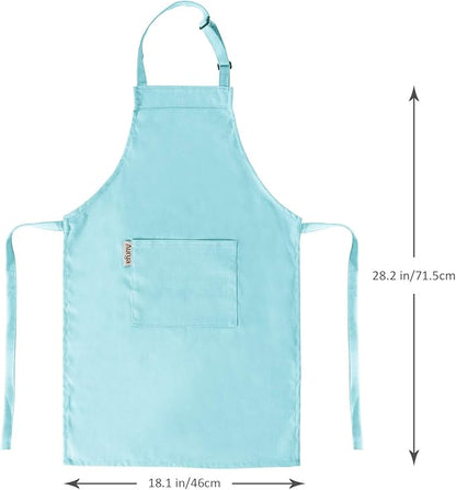 Kids Apron and Chef Hat Set-Adjustable Child Apron for Boys and Girls for Cooking Baking Light Blue