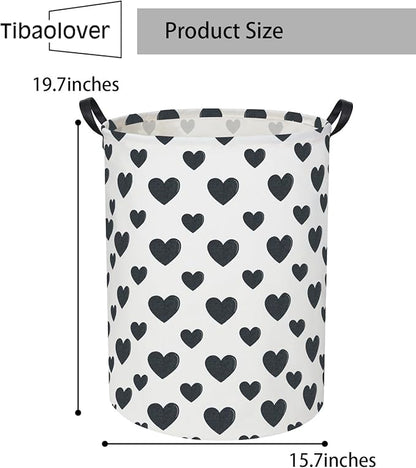 Black Heart Kids Laundry Basket Baby Hamper Black Heart Toy Storage Bin for Boys Room Decor Baby Nursery Hamper Gift Baskets for Bedroom Bathroom(Black Heart)