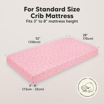 2-Pack Organic Crib Sheets for Boys, Girls - Jersey Fitted Crib Sheet, Baby Crib Sheets Neutral, Crib Mattress Sheet, Cotton Crib Sheets, Breathable Crib Sheet, Baby Mattress Sheets (ABC Land Rose)