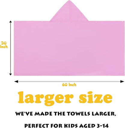 Kids Hooded Towels - Soft and Absorbent Bath, Beach, Swim Pool 30" x 60" Large Towel Cover Up for Boys and Girls Pink