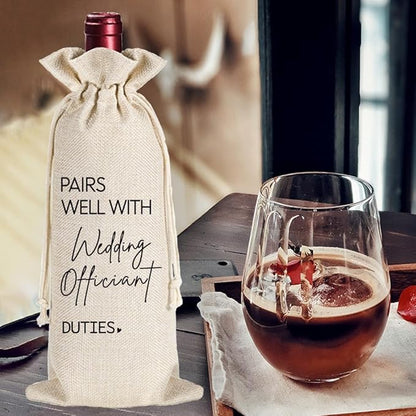 Wedding Officiant Gifts, Officiant Gift, Funny Wedding Registry Wine Bag, Best Officiant Ever Gifts from Couple, Bride Groom Thank You Wine Bag, Officiant Gifts for Wedding Day, Wedding Wine Bag-27