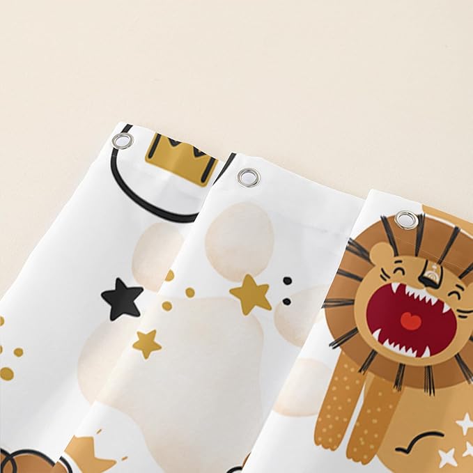 AILONEN Cute Lion Shower Curtain for Bathroom, Children Kwwaii Animal Bathroom Curtain Decor,Printed Bath Curtain for Boys Girls 60" W*72" H Polyester Waterproof Bathroom Curtain with 12 Hooks