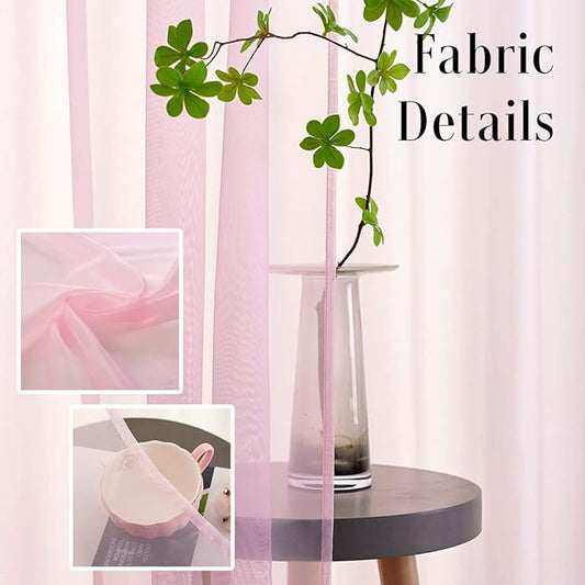 Pink Sheer Voile Curtains Translucent Solid Color Window Treatment 84 Inches Long Panels Rod Pocket Baby Pink Sheers for Bedroom Girls 2 Panels Set 52x84