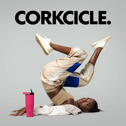 Corkcicle Go Cup XL Insulated Tumbler with Lid and Straw, River Rock, 30 oz – Reusable Water Bottle Keeps Beverages Cold for 12hrs – Cupholder Friendly Tumbler, Leak-Proof Design