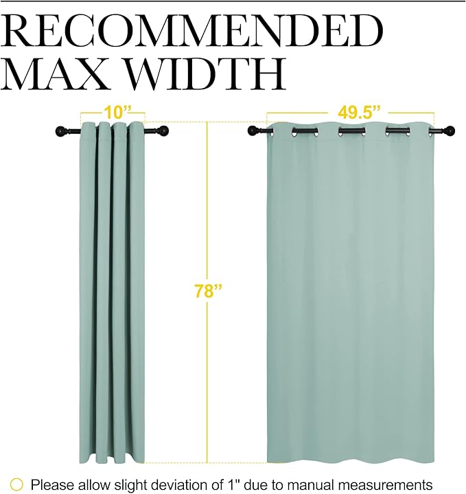 NICETOWN Aqua Blue Blackout Curtains 78" Long for Office, Dining Room, Guest Room, Sound Reducing Heat and Cold Block Curtain Panels for Modern Room Decorative (55" Wide by 78" Long, 2 Pieces)