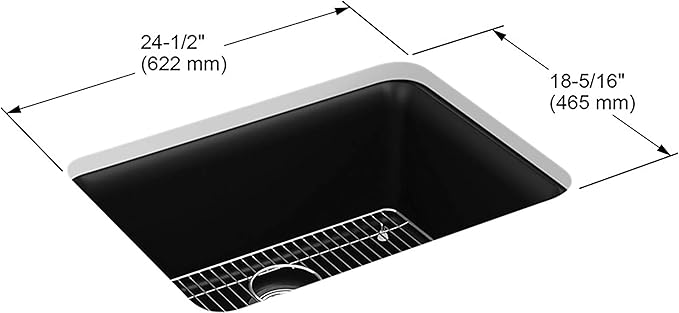 KOHLER K-28001-CM4 Cairn Sink, 24 in, Matte Grey
