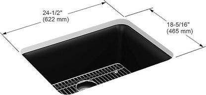 KOHLER K-28001-CM4 Cairn Sink, 24 in, Matte Grey