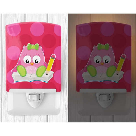 Caroline's Treasures BB9029CNL Back to School Girl Bird Ceramic Night Light Compact, UL-Certified, Ideal for Bedroom, Bathroom, Nursery, Hallway, Kitchen, 6x4x3, Multicolor