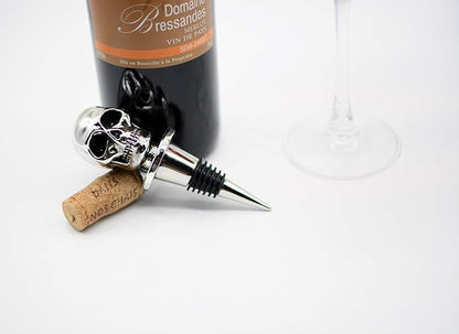 Silver Skull Bottle Wine Stoppers，Perfect Skull Theme Souvenirs Gifts for Men, Women