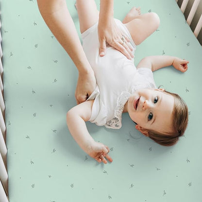 2-Pack Crib Sheets for Boys,Girls - Viscose Derived from Bamboo Fitted Crib Sheet, Organic Baby Crib Sheets, Crib Mattress Sheet,Toddler Bed Sheets,Baby Sheets for Crib Fitted Sheets(Bunnies)