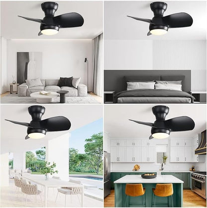 NicBex Ceiling Fan 23 Inch Ceiling Fan with Lights Ceiling Fans with 3 ABS Blades and Remote Control DC Motor Ceiling Fan with 3 Color Dimmable for Bedroom, Living Room, Black