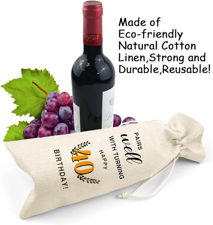 LANBAIHE 40th Birthday Gifts for Her,40th Birthday Gift for Women Men, 40 Years Old Birthday Gifts Wine Bag, 40th Birthday Decorations Party Supplies- 1984 Birthday(40 BIRTHDAY)