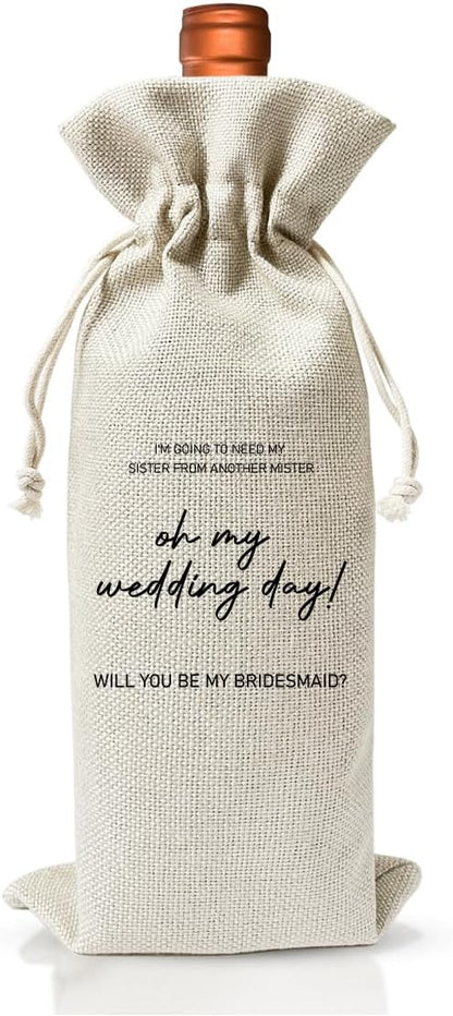 Bridesmaids Proposal Gift For BFF, Wedding or Engagement Gift Wine Bag, Wedding Party Decor, Maid of Honor Proposal Ideas, Bachelorette Party Supply, Bridal Shower Party Decor or Party Favor