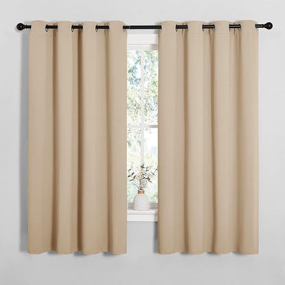 NICETOWN Room Darkening Curtain Panels for Cafe, Thermal Insulated Grommet Room Darkening Draperies/Drapes for Window (Biscotti Beige, 2 Panels, W55 x L68 -inch)