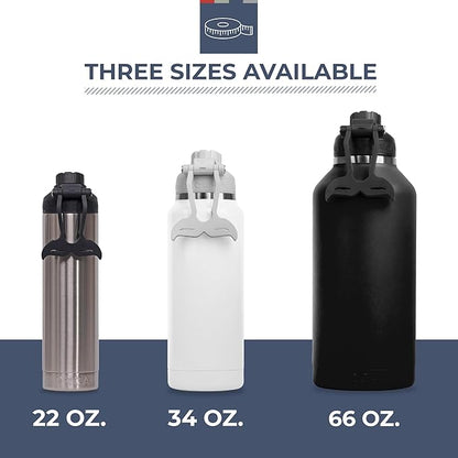 ORCA Hydra 66oz | Insulated, Stainless Steel Water Bottle with Powder Coat Finish & Silicone Grip Whale Tale Handle, Dishwasher Safe Sports Bottle — Blaze Orange