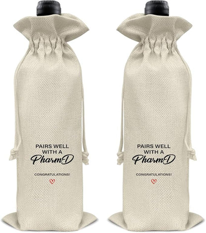 HOIJAUMAI PharmD Graduation Gift Doctor of Pharmacy Graduation Gifts Doctor of Pharmacy Graduation Wine Bag Pairs Well with a PharmD Wine Gift Bags for Women Men