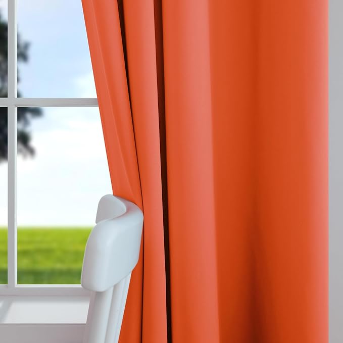 Mrs.Naturall 52x96 Inch Length Orange Curtains for Dining Room 2 Panels Blackout Room Darkening Curtain for Bedroom
