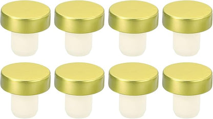 uxcell 8Pcs T-shaped Stoppers, 0.63inch Dia Cork Wine Stopper Reusable Wine Bottle Corks Sealing Plug for Wine Beer Beverage Bottle Crafts, Gold