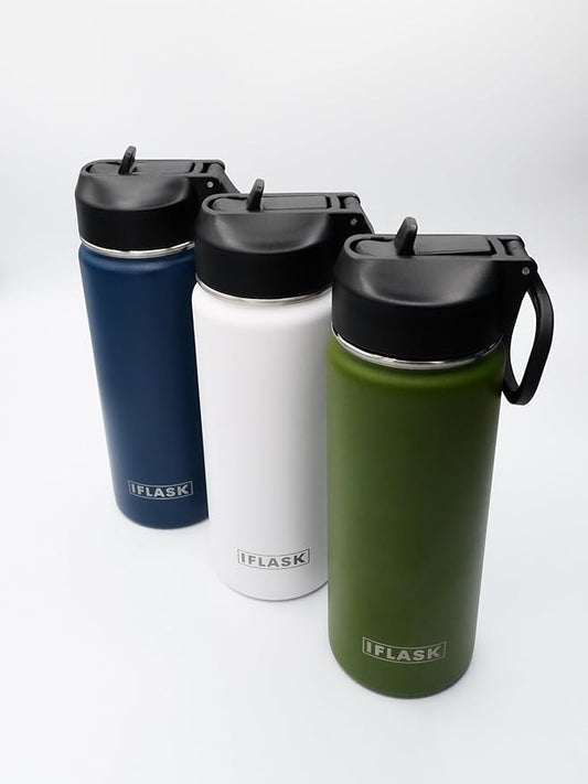 Sport Travel Outdoor Water Bottle with Spout and Straw Lids | Leak Proof | Insulated Stainless Steel Double Walled | BPA and Sweat free | Hot & Cold | For Kids Men & Women (Green, 18 oz)
