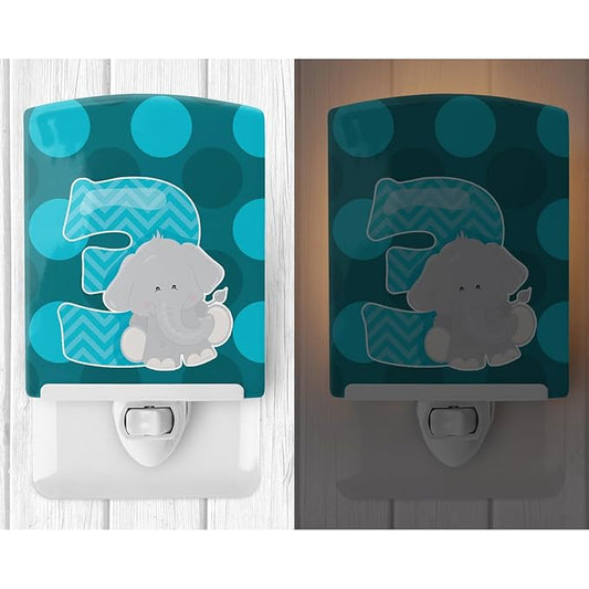 Caroline's Treasures BB9010CNL Zoo Month 3 Elephant Ceramic Night Light Compact, UL-Certified, Ideal for Bedroom, Bathroom, Nursery, Hallway, Kitchen, 6x4x3, Multicolor