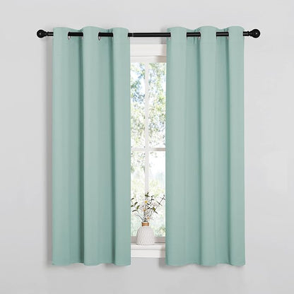 NICETOWN Window Curtain Panels, Thermal Insulated Solid Grommet Blackout Draperies/Drapes for Loft, Dorm (Aqua, One Pair, 34 by 54-inch)