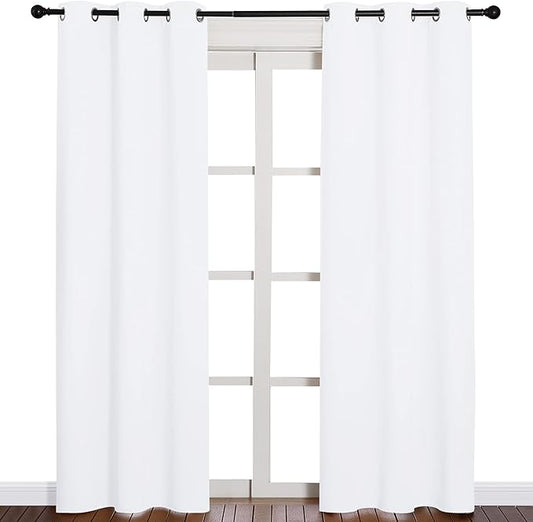 NICETOWN Window Treatment Curtain Set - 50% Light Reducing Curtains for Living Room, Curtain Panels for Patio Door (2 Panels, 42 inches x 84 inches, Pure White)