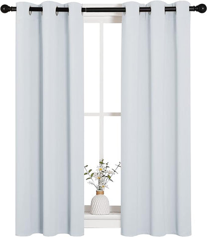 NICETOWN Room Darkening Draperies Curtains Panels, 2 Panels, 29 by 40, Greyish White, Window Treatment Thermal Insulated Grommet Room Darkening Curtains/Drapes for Bedroom