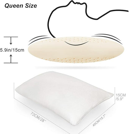 Talatex 100% Natural Premium Dunlop Latex Pillow, Medium Low Pofile Latex Firm Pillow Helps Relieve Pressure, Neck and Shoulder Pain