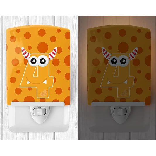 Caroline's Treasures BB8854CNL Monster Month 4 Ceramic Night Light Compact, UL-Certified, Ideal for Bedroom, Bathroom, Nursery, Hallway, Kitchen, 6x4x3, Multicolor