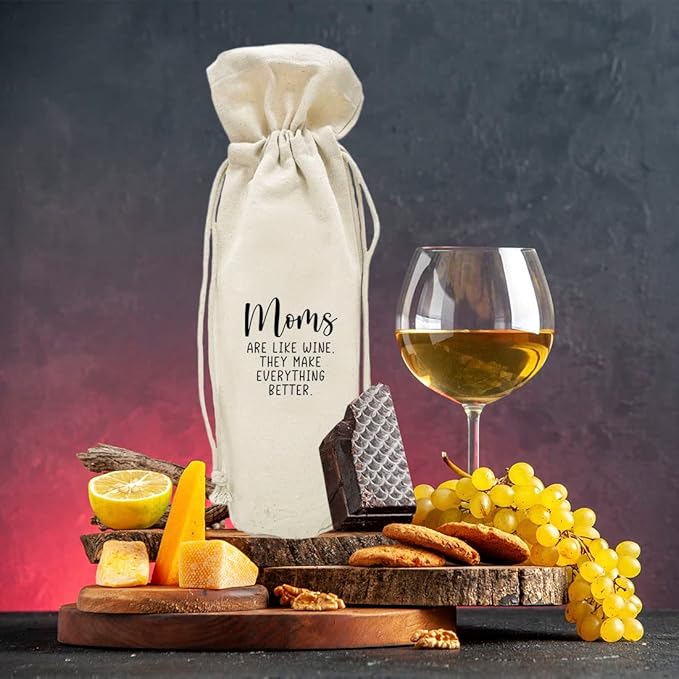 Andaz Press Mothers Day Wine Bag, Moms Are Like Wine, Mothers Day Wine Bottle Cover, Mother's Day Gifts, Canvas Wine Gift Bag Champagne Bottle Bag Funny Wine Bags For Wine Bottles Gifts 1-Pack